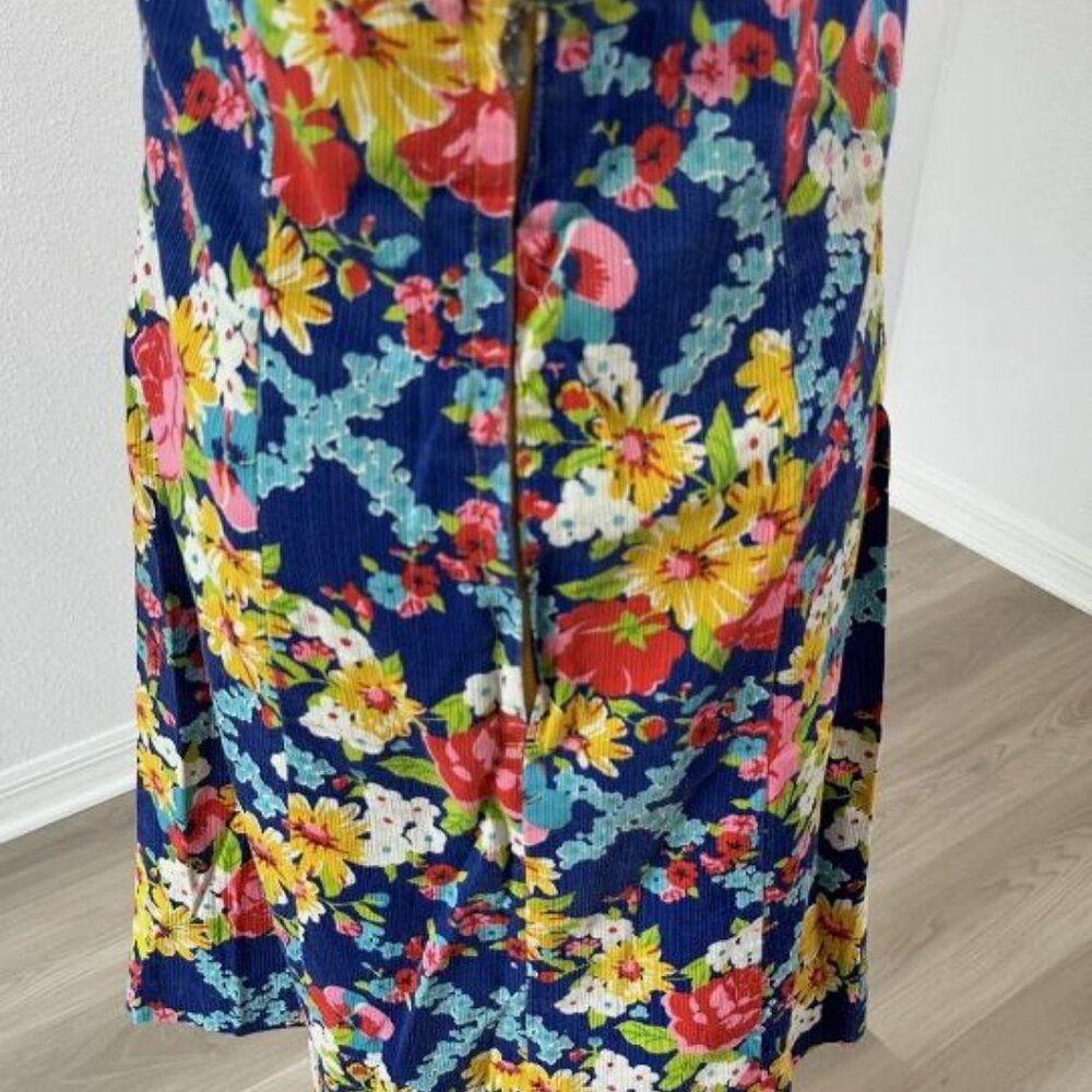 Vintage 60s 70s Floral Handmade Metal Zipper Halter Fit Flare Dress - Picture 7 of 12